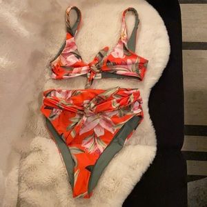 Mara Hoffman red floral bikini